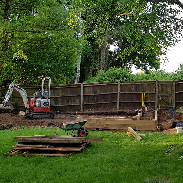 digger in garden