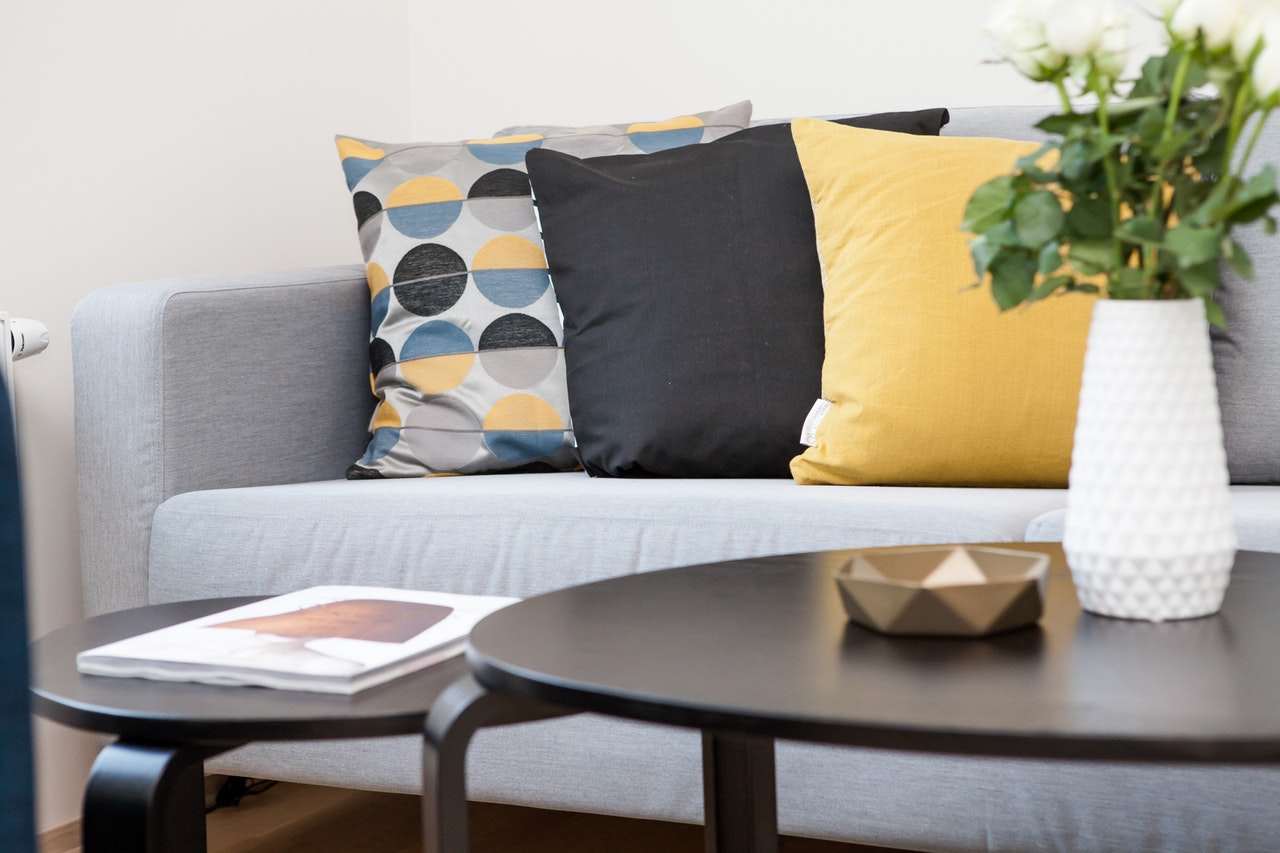 cushions on sofa in living room