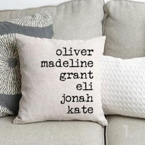 cushion with names on