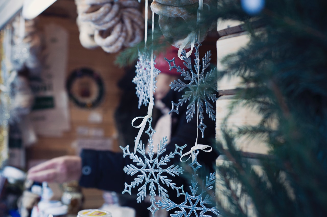 christmas decoration hanging at christmas market