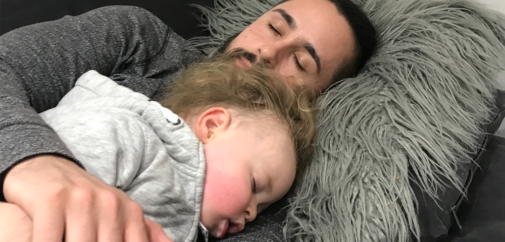 father and son asleep