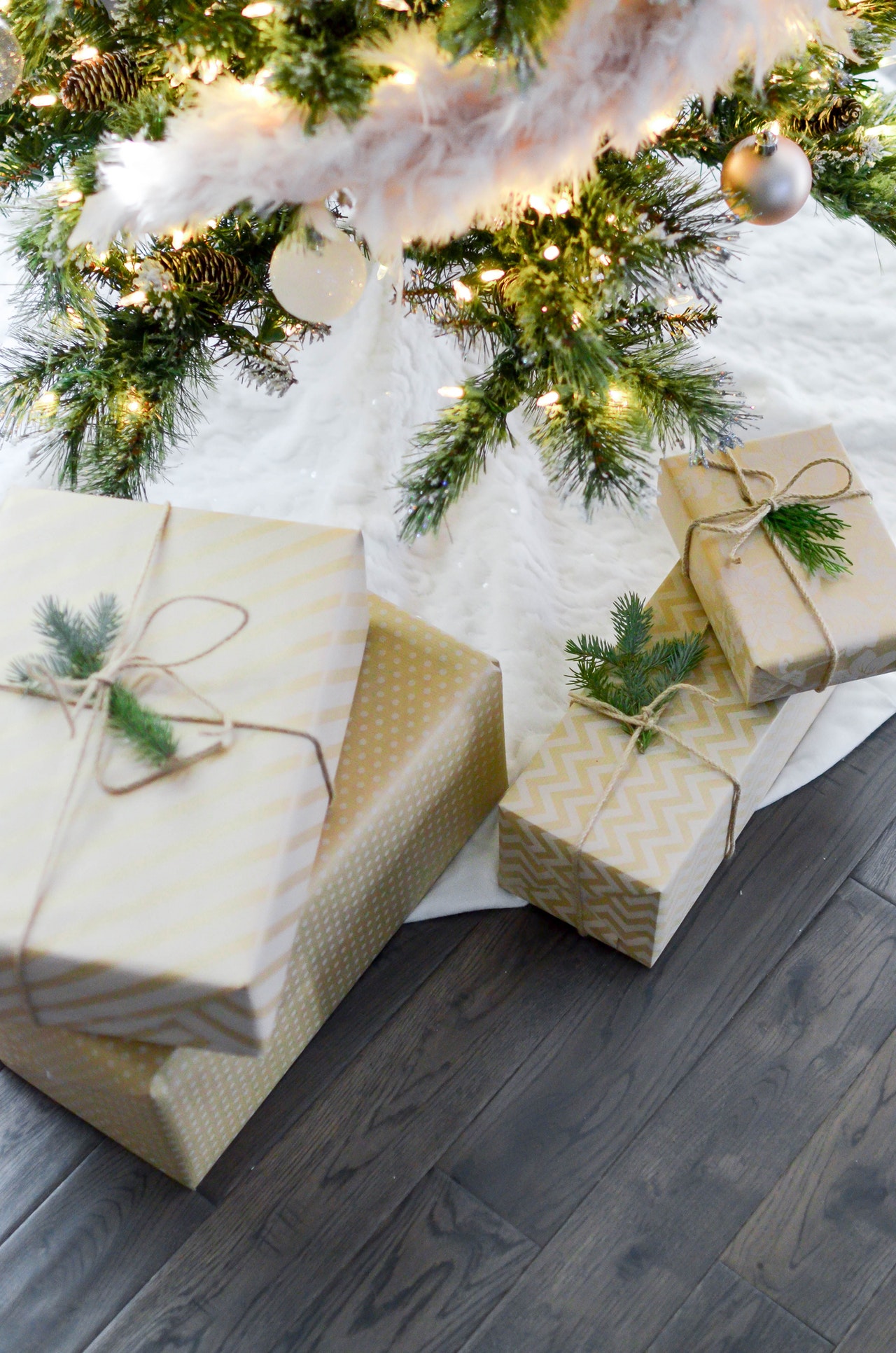 Presents under Christmas tree