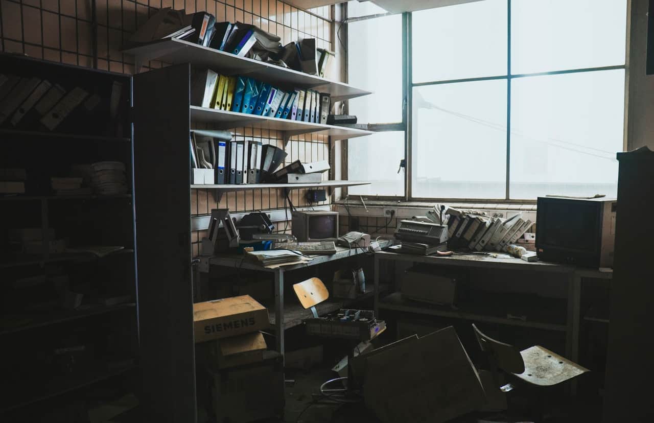 photo of an abandoned workspace