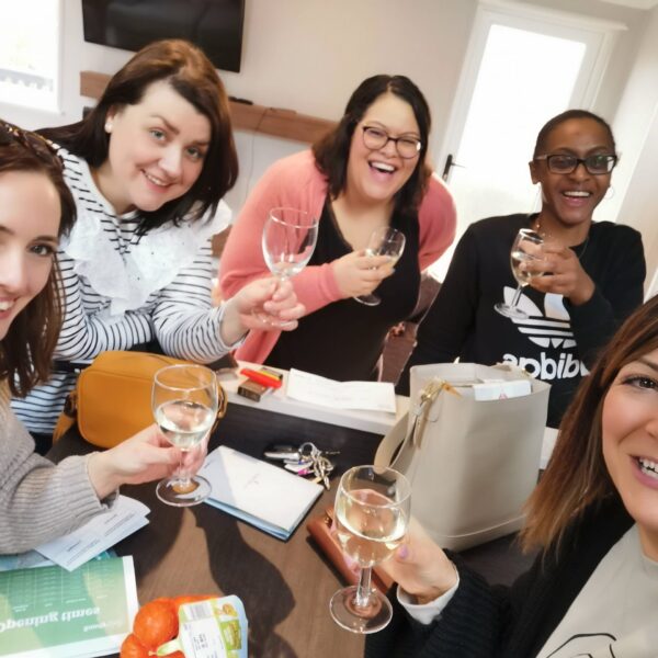 five ladies with champagne