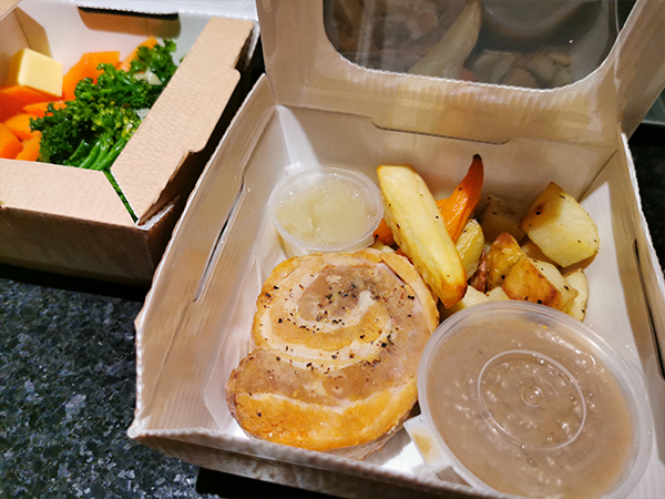 belly pork in takeaway box