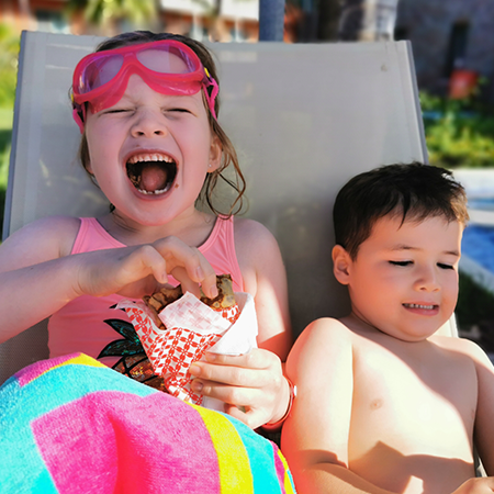 children eating crepes