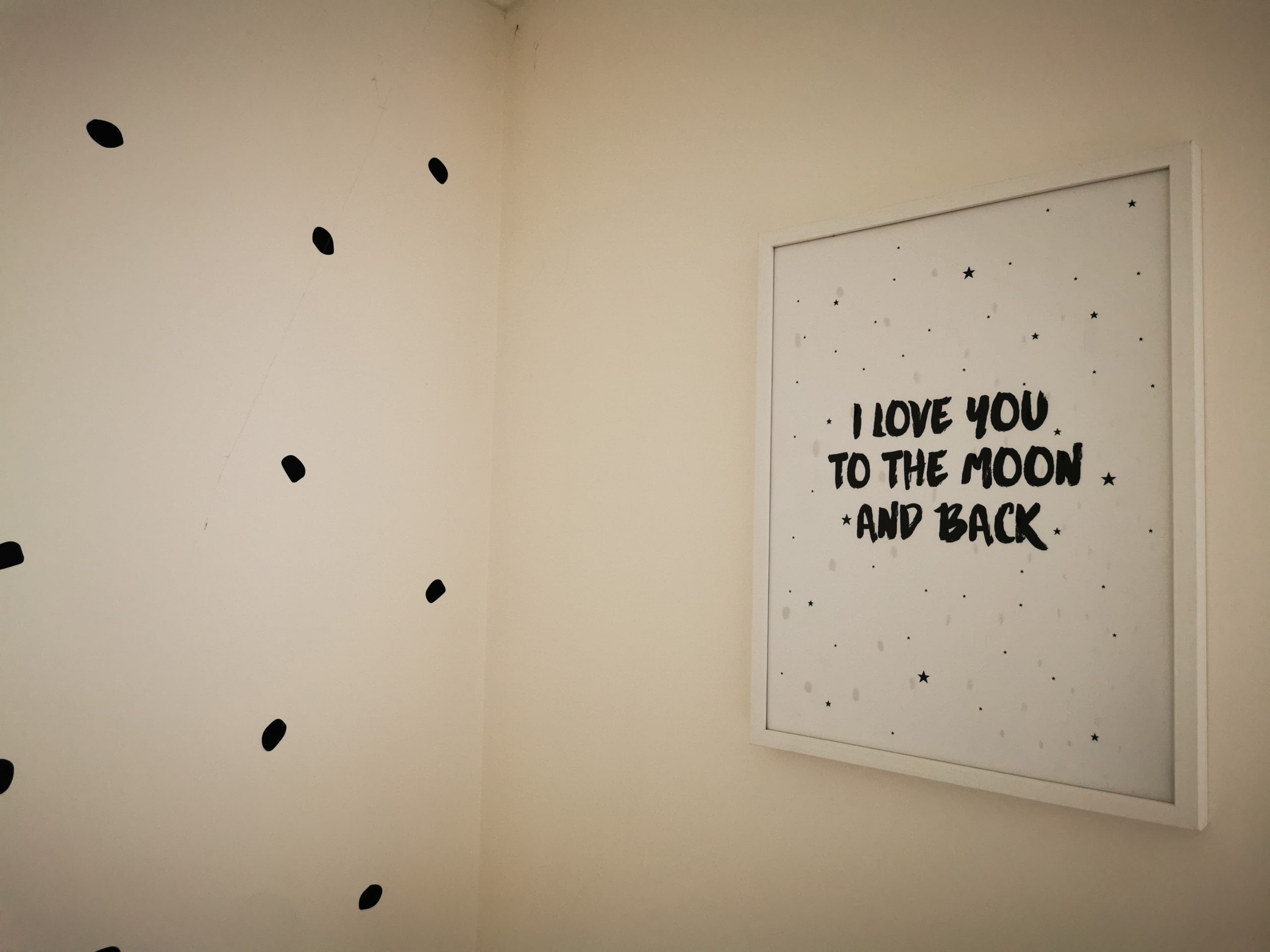 love you to the moon and back picture in playroom