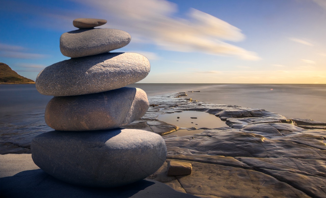 a stack of rocks on a beach