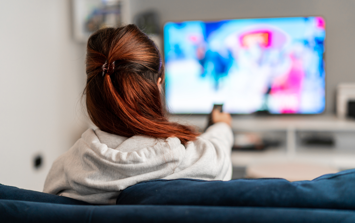 girl watching tv