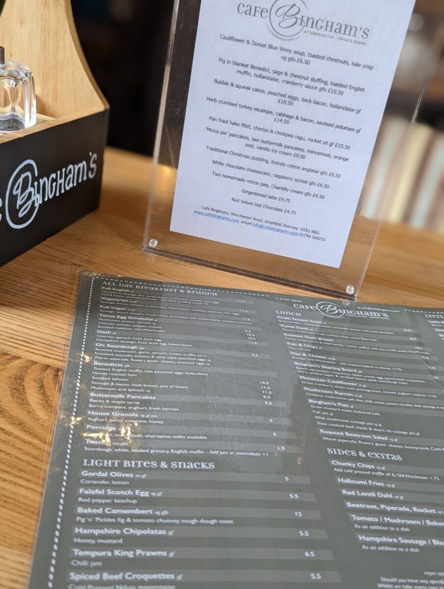 Cafe Binghams Menu