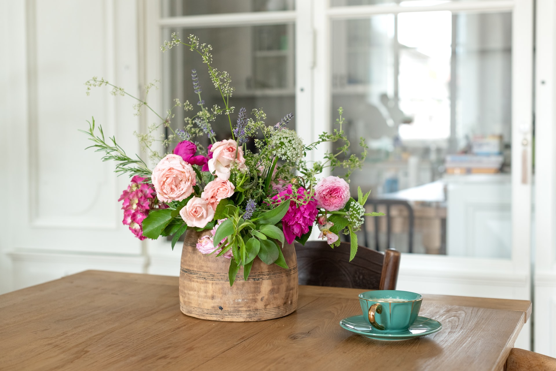 vase of colourful flowers