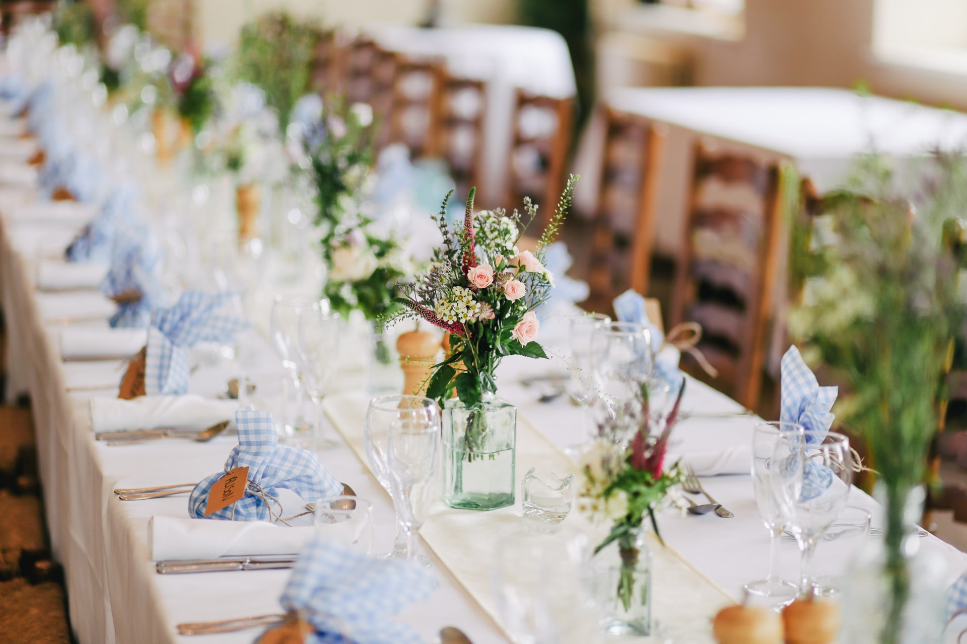 wedding table with flowers