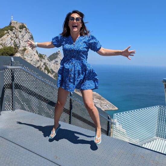 Lady jumping in Gibraltar